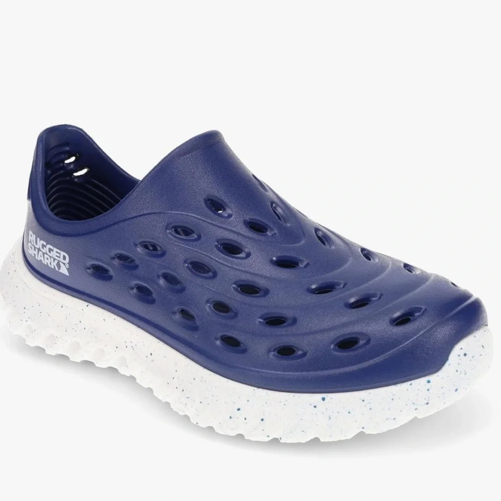 NWT Rugged Shark Rift Slip-On Water Shoes - navy blue - youth size 2
